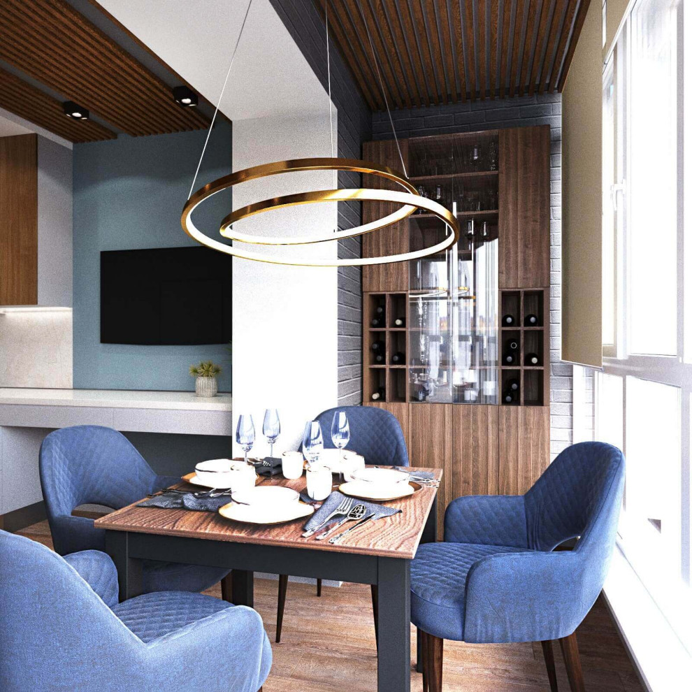 Зона столовой на утеплённой лоджии