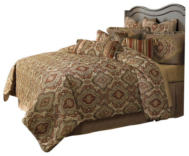 Aico Bedding Hanover 12 Piece Queen Comforter Set Lichen