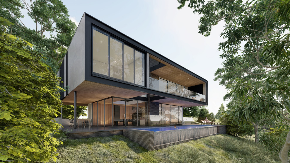 Стильный дизайн: огромный, двухэтажный частный загородный дом в современном стиле - последний тренд