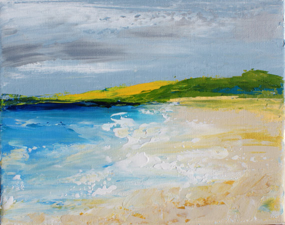 Abstract Seascape 'Embleton Bay' Acrylic Painting by Sally Kelly