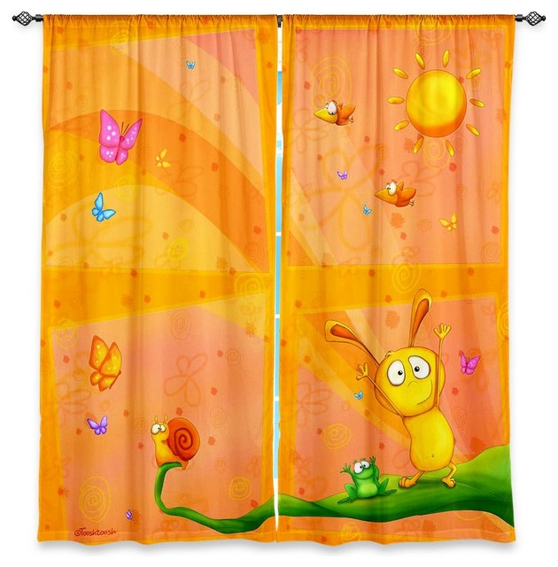 Happy Baby Orange Window Curtains, 40"x52", Unlined