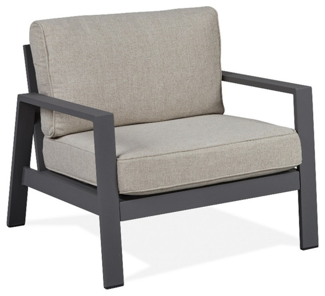 Real Flame Aegean Aluminum Outdoor Chair with Cushions in Slate Gray