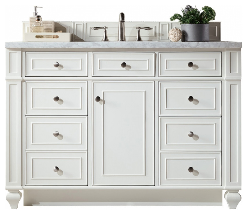 48 Inch Single Sink Bathroom Vanity, Cottage White, Choice of Top
