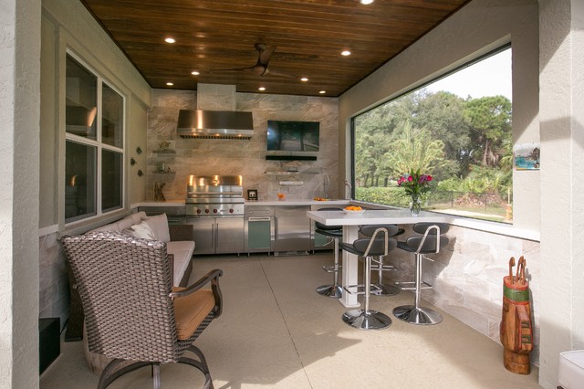 Mission Valley Outdoor Kitchen transitional-kitchen