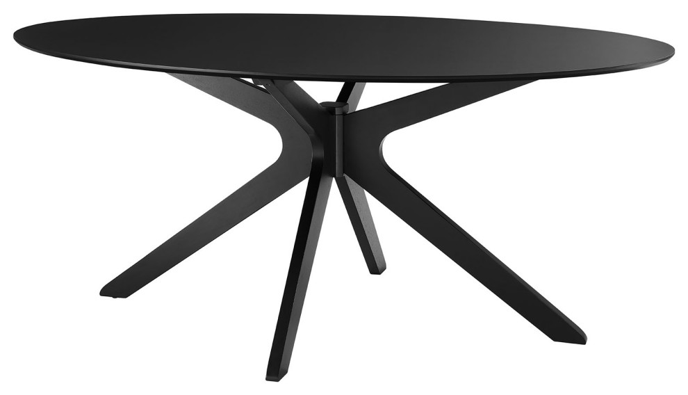 71" Dining Table, Oval, Black, Wood, Modern, Kitchen Bistro Hospitality