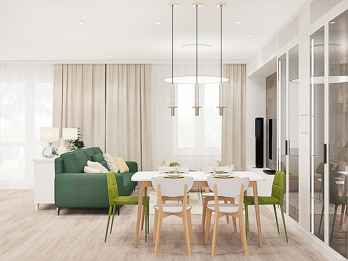 Столовая-гостиная в частном доме