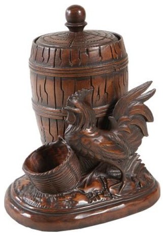 Box TRADITIONAL Lodge Rooster Lidded Jar Resin Hand-Painted Hand-Cast