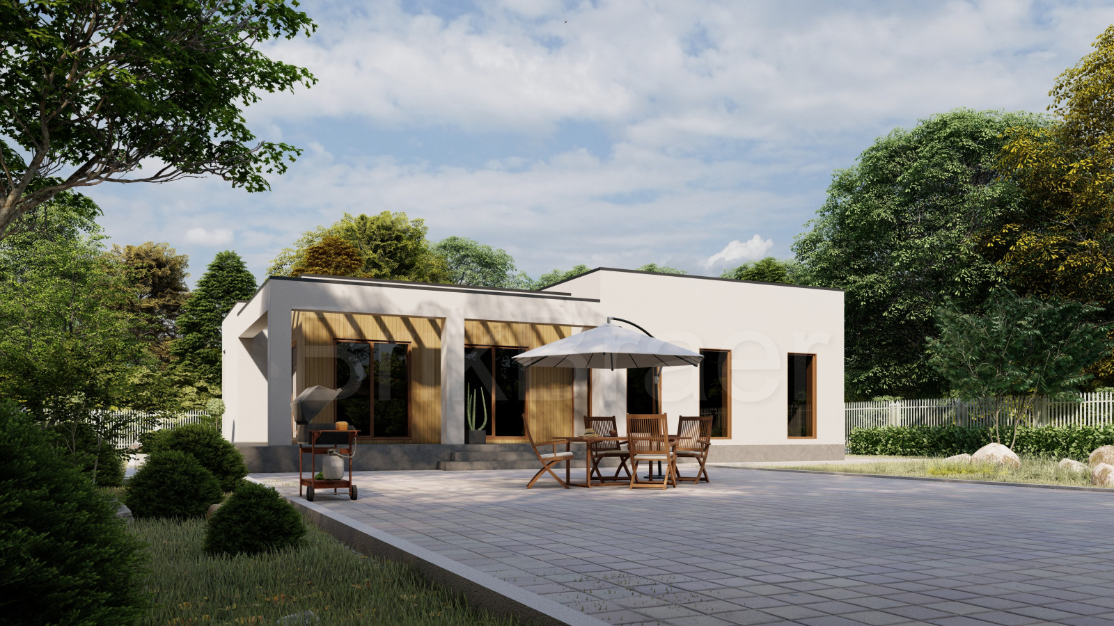 Проект дома №159 с плоской кровлей площадью 180 м2