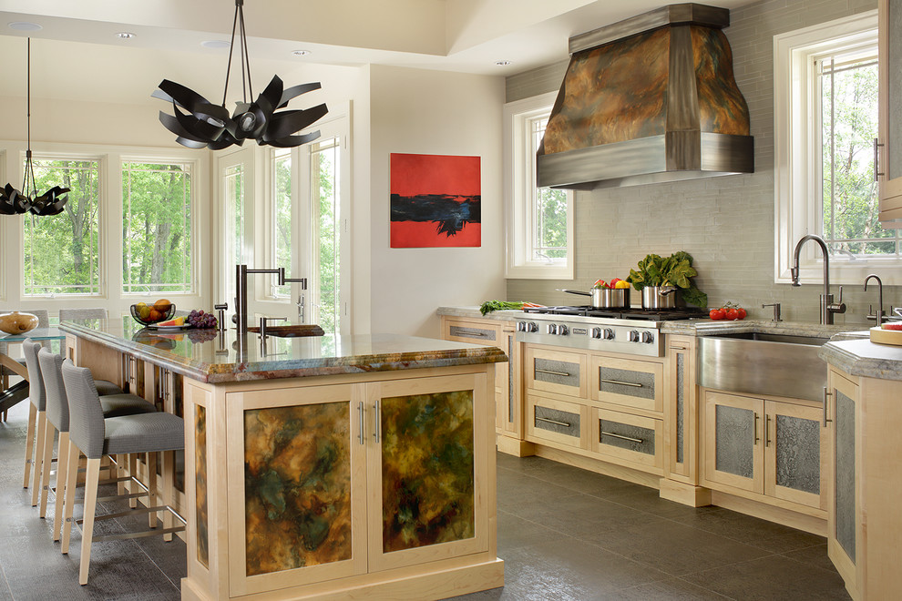 Example of a mid-sized eclectic home design design in New York