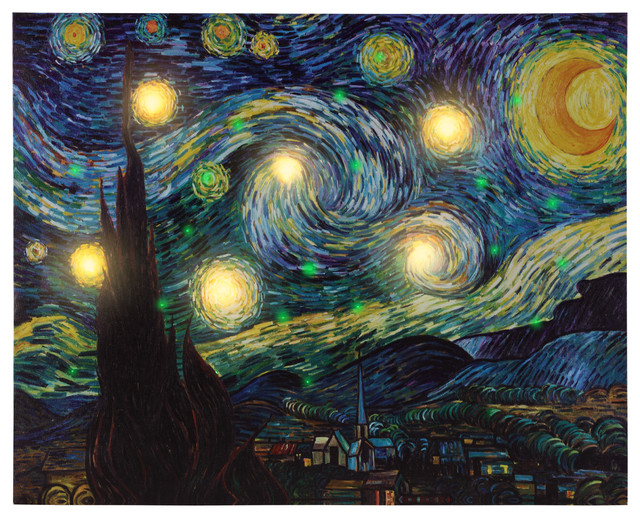 LED Lighted Wall Art Canvas, Van Gogh Starry Night by Lavish Home -  Contemporary - Prints And Posters - by Trademark Global | Houzz