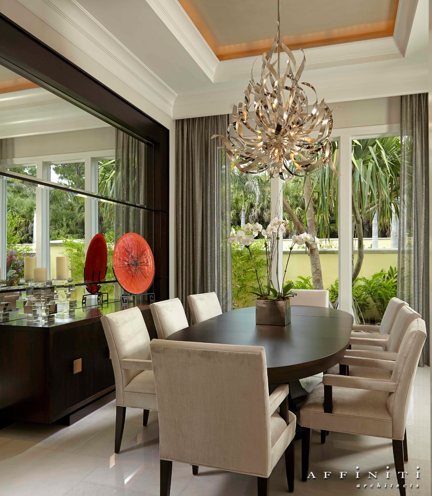 Inspiration for a transitional dining room remodel in Miami