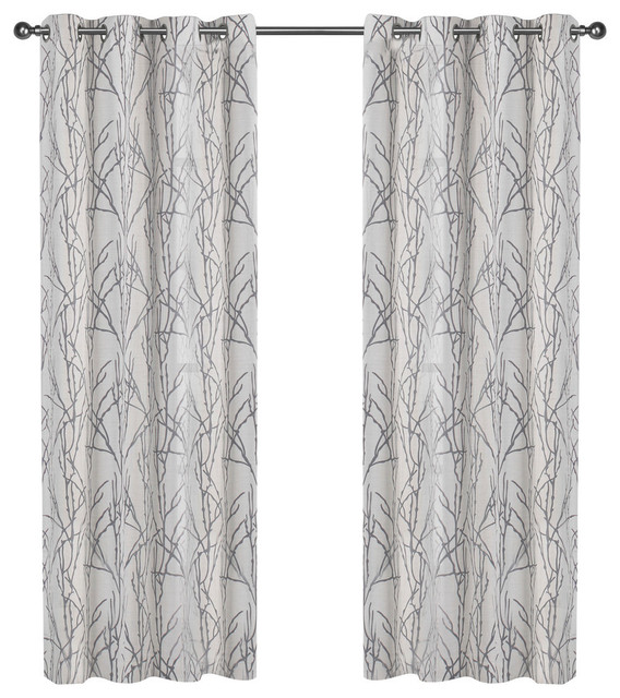 Edinburgh Branch Sheer Burnout Grommet Top Curtains Contemporary