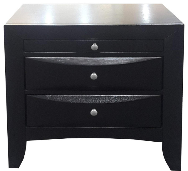 26"x17"x25" Black Modern Nightstand Transitional Nightstands And