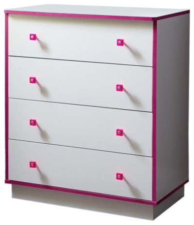 South Shore Logik 4 Drawer Chest In Pure White And Pink