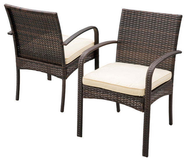 Clementine Outdoor Multibrown Pe Wicker Dining Chairs Set Of 2