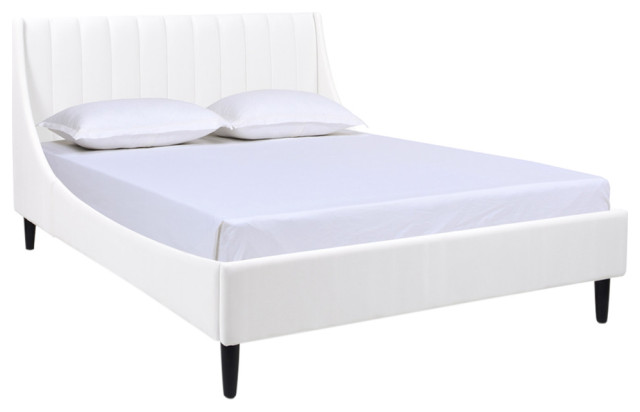 Aspen Vertical Tufted Modern Headboard Platform Bed Set White Velvet Midcentury Beds By Jennifer Taylor Home Houzz Aspen Vertical Tufted Modern Headboard, Home Styles The Aspen Collection King Bed