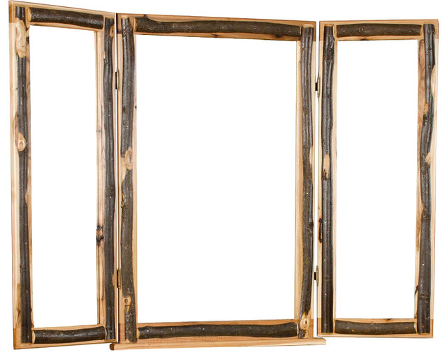 Hickory Log TriView Mirror Rustic Makeup Mirrors by Furniture