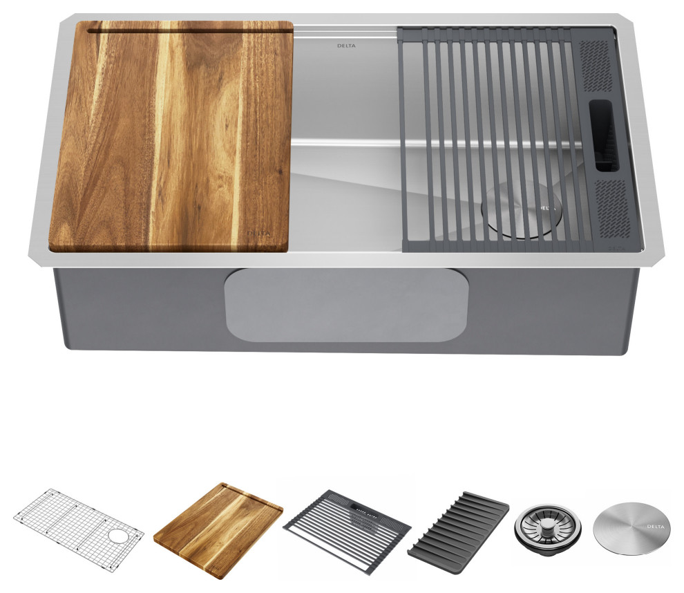 Delta 95B93232S Lorelai 32” Workstation Kitchen Sink Undermount
