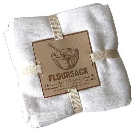 Now Designs Flour Sack Towels, White, Set of 3
