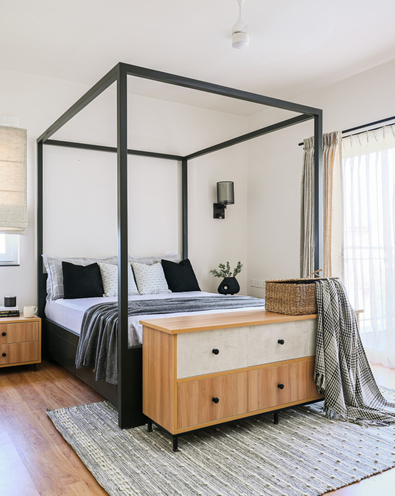 This is an example of a modern bedroom in Bengaluru.