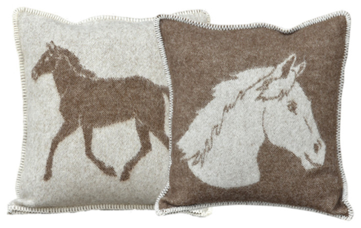 Wool Pillow Horse, Brown