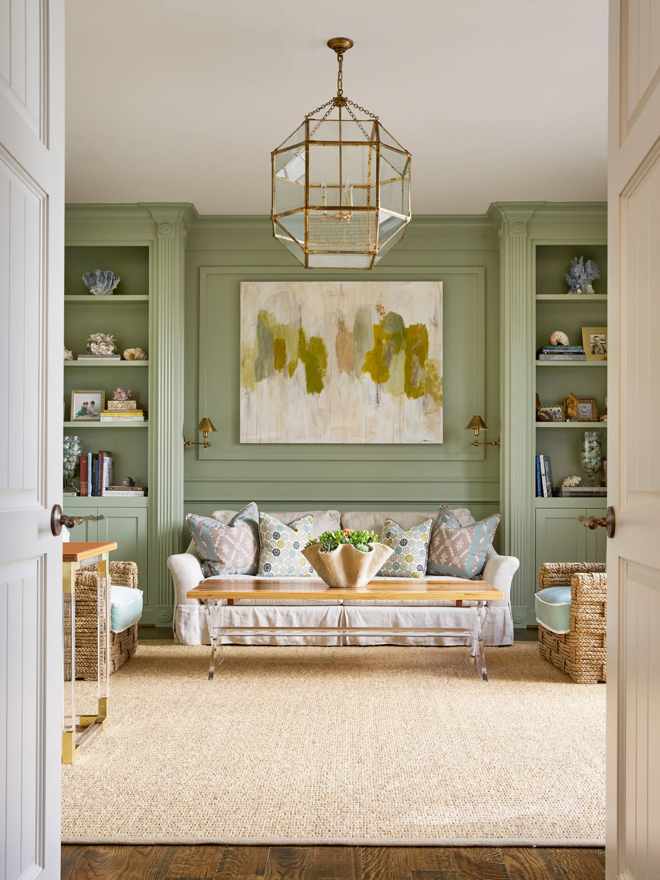 75 Beautiful Living Room with Green Walls Ideas Designs March