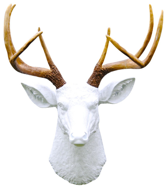 Faux Deer Head Rustic Wall Sculptures By Near And