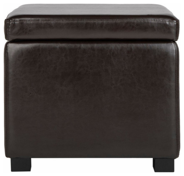 Nathan Flip Top Ottoman, Black/Brown Transitional Footstools And