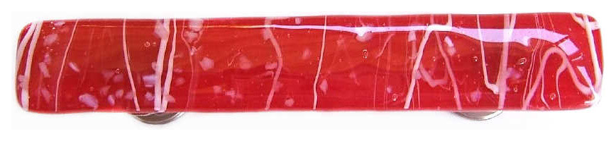Red with White Confetti Art Glass Drawer Pull or Cabinet Handle