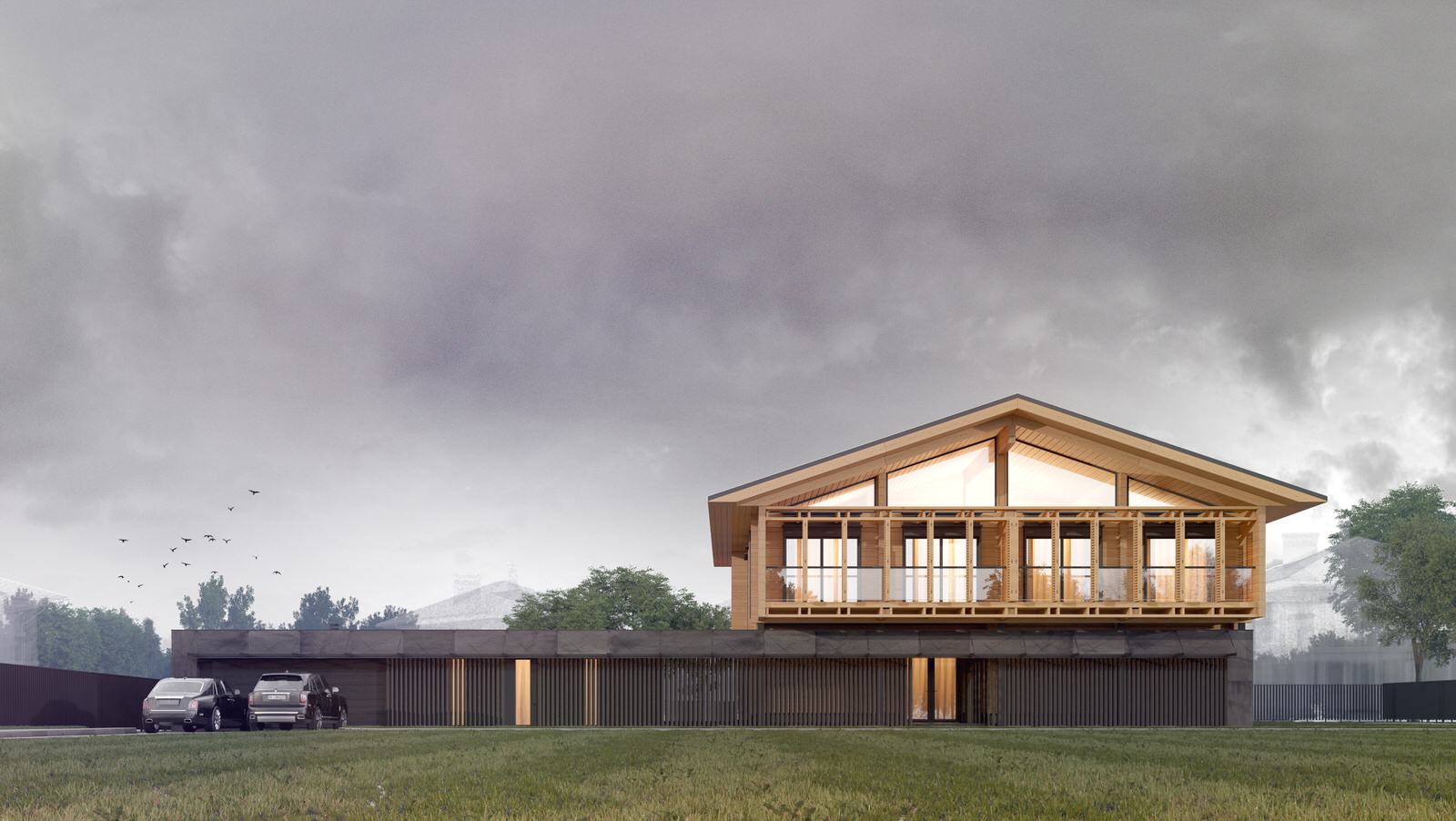 Индивидуальный жилой комплекс из дерева, камня и стекла / 650 м.кв