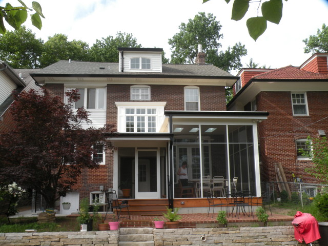 Demun Screened-in Porch and Brick Patio Addition trendy-veranda