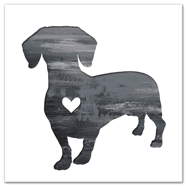 Designs Direct Creative Group Ink Silhouette Dachshund 12x12 Canvas Wall Art
