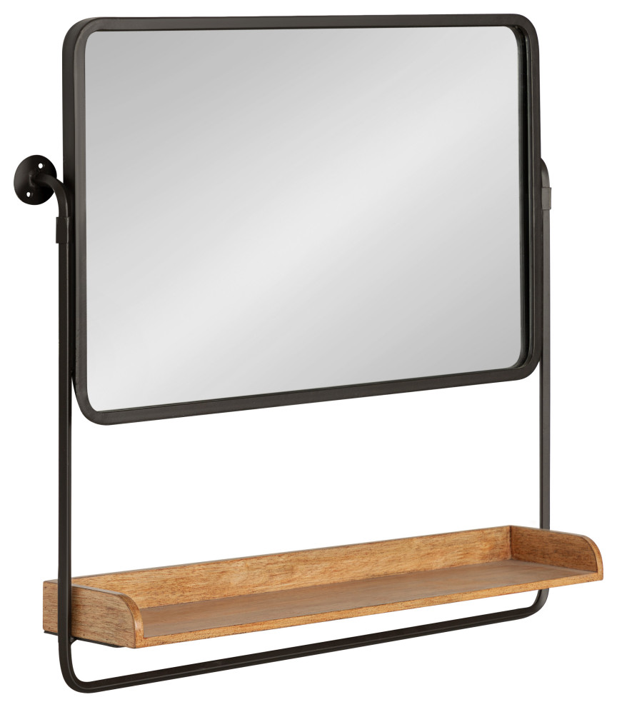 Rheeves Mirror with Shelf, Rustic Brown/Black 27x7x26, 27x7x26