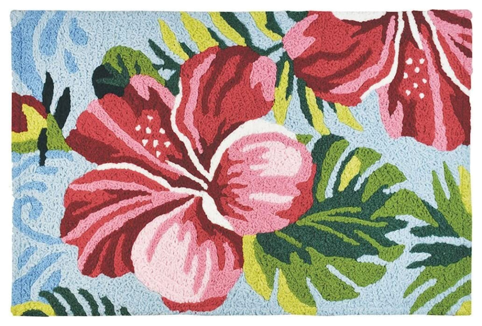 JellyBean Accent Rug Hibiscus Garden Tropical Outdoor Rugs by