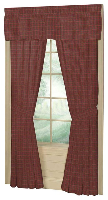 Red Plaid And Green Black Lines Window Curtain 40x80 Pl 10 Lp