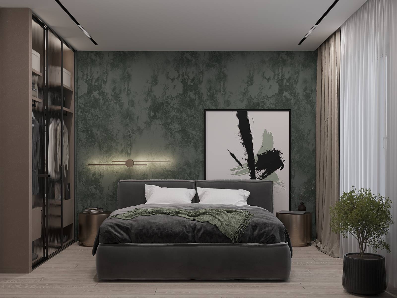 Проект спальни и ванной комнаты в ЖК "MYPRIORITY Basmanny"