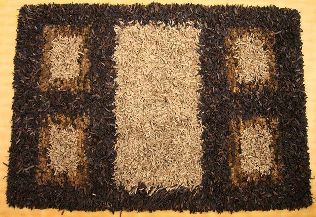 Leather shaggy rugs