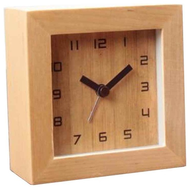 Wood Alarm Clock Silent Backlight Battery Operated Mini Alarm Clock, B