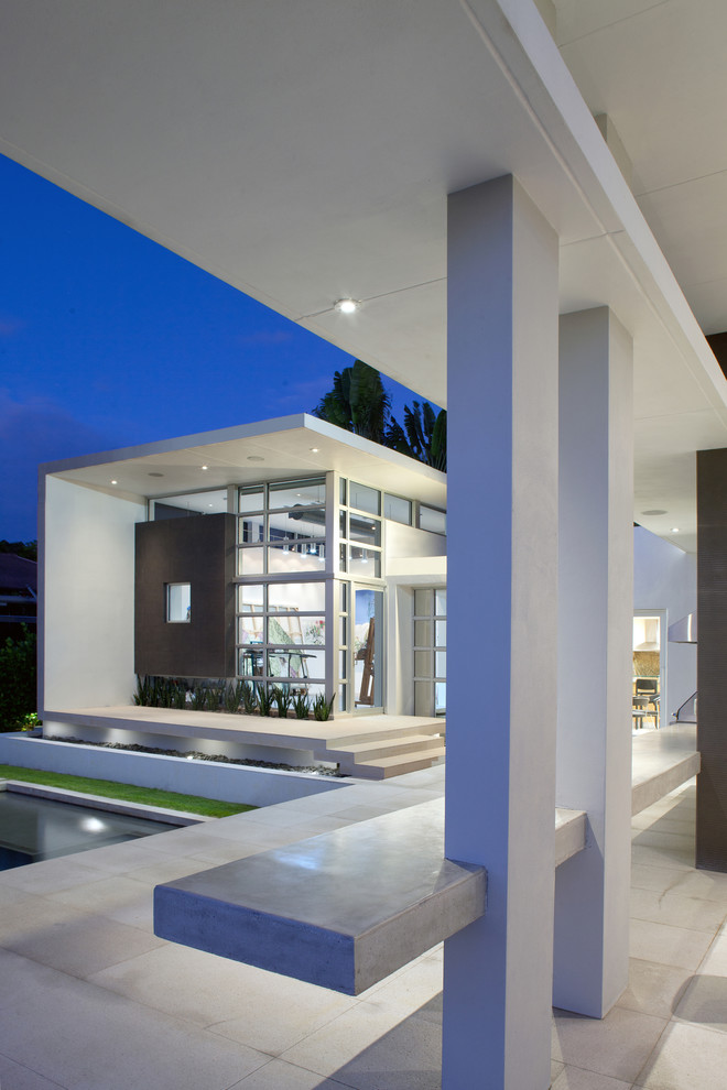 This is an example of a contemporary white exterior in Miami.