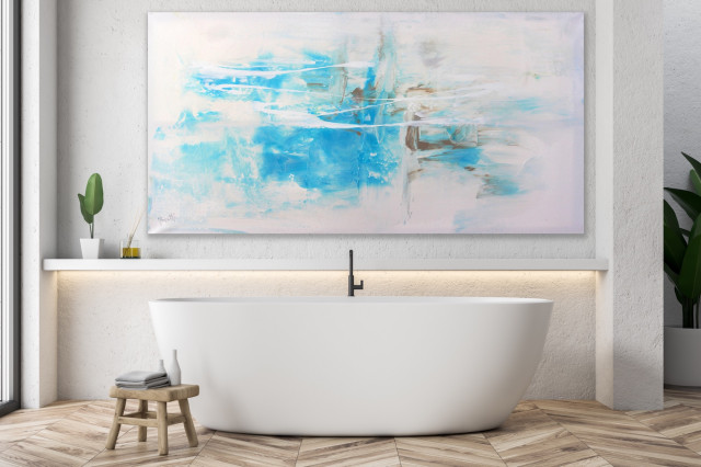 'Moisture' 60 inches White Abstract Original Large Modern Painting MADE TO ORDER