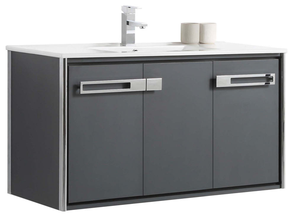 Oakville Wall Mount Bathroom Vanity, 48 Inch Contemporary Bathroom