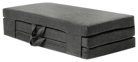 Futon Guest Mattress, Polyester, Carry Handles, Modern Design, Double, Slate