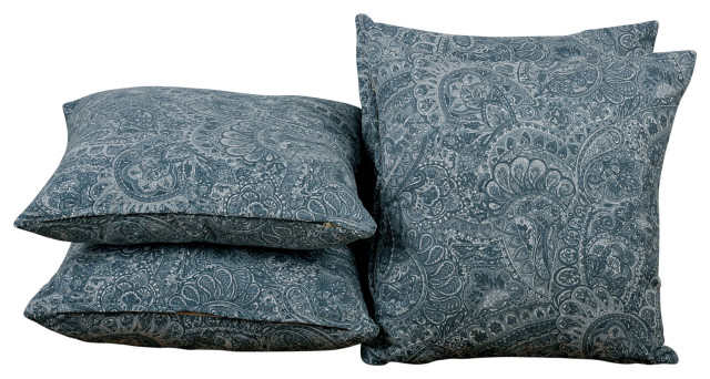 Paisley Suede 4 Piece Pillow Shell Set, Silver Blue, 20"x20"