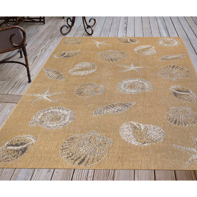 Shell Garage Rug Carmel Shells Indoor/Outdoor Rug, 7'10
