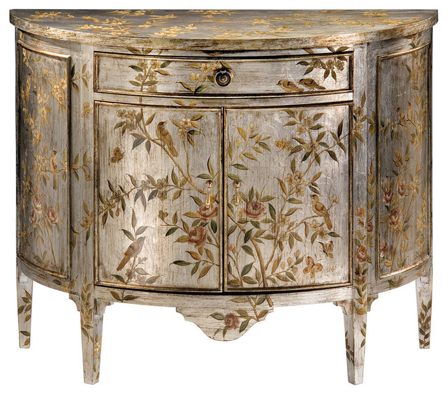 Hand-Painted Demilune Cabinet