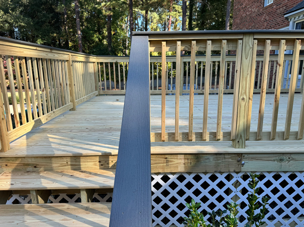 Deck with double stairs