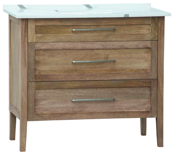 42 Inch Modern Rustic Mango Wood Bathroom Vanity, Single Sink, Choice