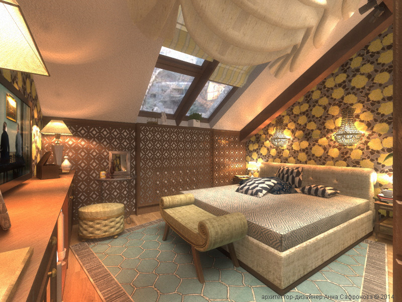 Интерьер квартиры на мансардном этаже