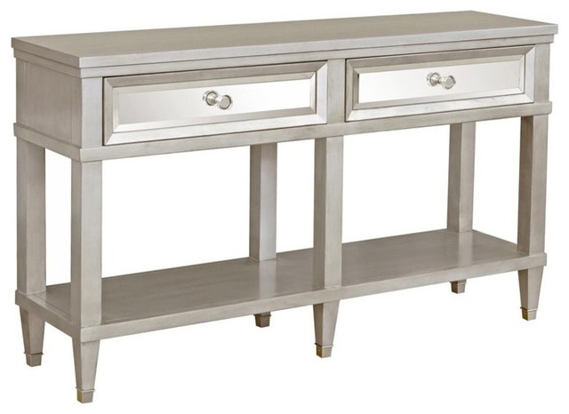 Home Fare 2 Drawer Mirrored Front Entryway Console Transitional