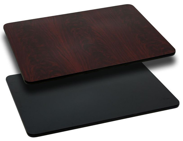 24" x 30" Rectangular Table Top with Black or Mahogany Reversible Laminate Top